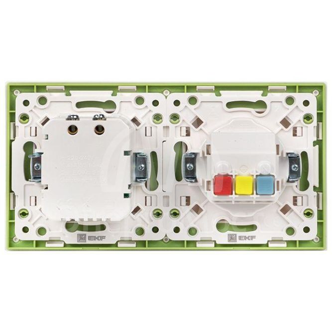 Рамка 2-м Стокгольм бел. с линией цвета зел. PROxima EKF EXM-G-303-20