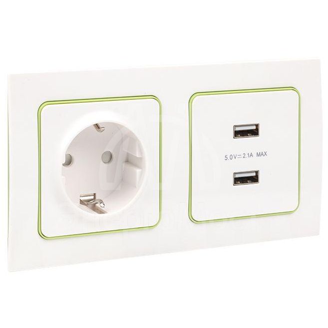 Рамка 2-м Стокгольм бел. с линией цвета зел. PROxima EKF EXM-G-303-20