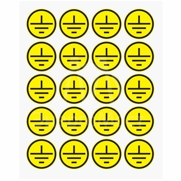 Наклейка знак электробезопасности &amp;quot;Заземление&amp;quot; d20мм (20шт на листе) Rexant 56-0010