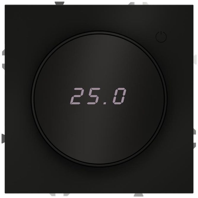 Терморегулятор электронный S70 с индикацией и датчиком для теплого пола механизм черн. матов. Voltum VLS070108