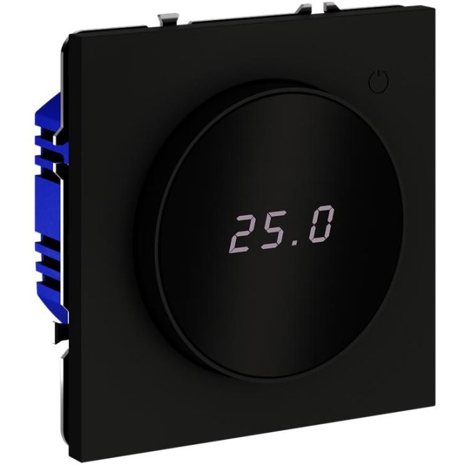 Терморегулятор электронный S70 с индикацией и датчиком для теплого пола механизм черн. матов. Voltum VLS070108