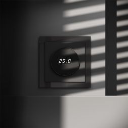 Терморегулятор электронный S70 с индикацией и датчиком для теплого пола механизм черн. матов. Voltum VLS070108