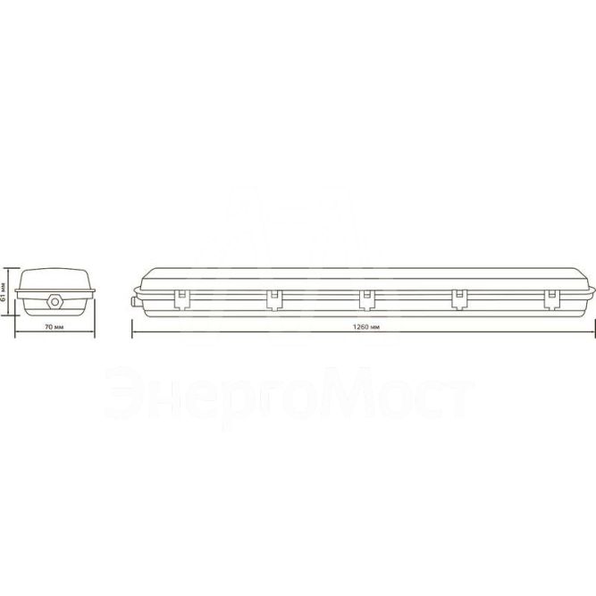 Светильник с отражателем влагозащ. СПП-Т8-G13 INDUSTRY 1276х60х55мм IP65 для LED ламп 1х1200мм Gauss 909410112