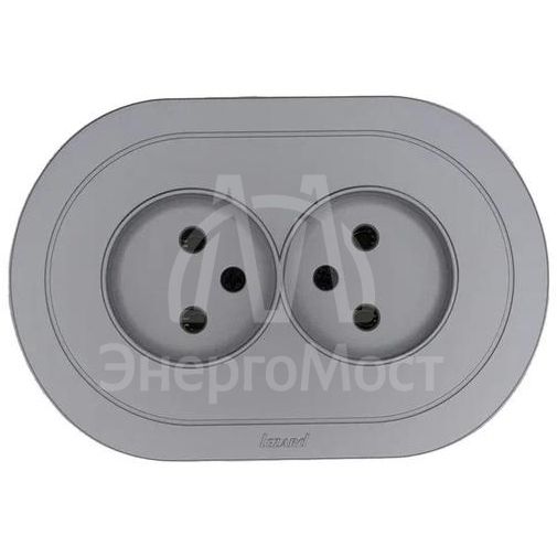 Розетка 2-м СП OSEN без заземл. ПБТ круглая механизм сер. матов. LEZARD 744-7400-128B