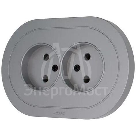 Розетка 2-м СП OSEN без заземл. ПБТ круглая механизм сер. матов. LEZARD 744-7400-128B