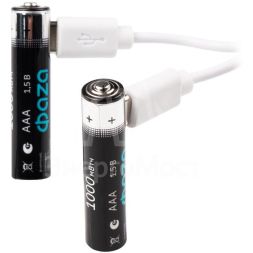 Аккумулятор литиевый AAA 1.5В Li-Ion 1000мА.ч зарядка от Type-C шнур в комплекте BL-2 (уп.2шт) ФАZА 5061637