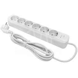 Удлинитель с сетевым фильтром 6х3м с заземл. 10А IP20 Блокбастер 2.2кВт ПВС 3х0.75 с выкл. PROxima EKF UFP10-375-6-03