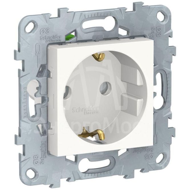 Механизм розетки UNICA NEW защ. шторки с заземл. с быстрозажим. клеммами 16А 250В бел. SchE NU505718