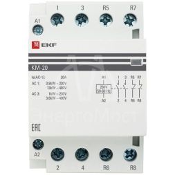 Контактор модульный КМ 20А 2NО+2NC (3 мод.) PROxima EKF km-3-20-22