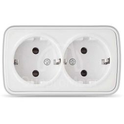 Розетка 2-м ОП Электра с заземл.бел. Союз 0020