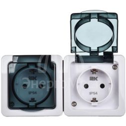 Розетка 2-м ОП Гермес Plus РСб22-3-ГПБд с защ. крышкой с заземл. IP54 (цвет крышки дымчатый) IEK ERMP22-K03-16-54-EC