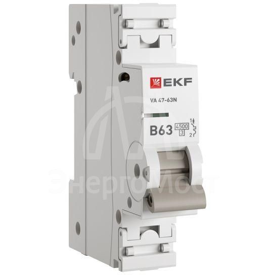 Выключатель автоматический 1п B 63А 4.5кА ВА 47-63N PROxima EKF M634163B