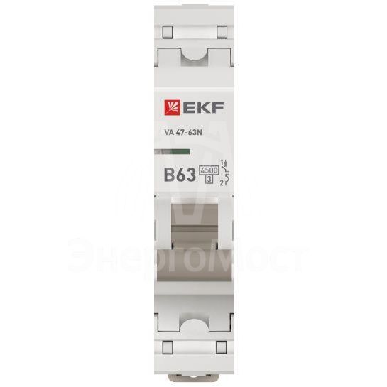 Выключатель автоматический 1п B 63А 4.5кА ВА 47-63N PROxima EKF M634163B