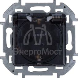 Розетка 1-м СП Inspiria 16А IP44 250В 2P+E защ. шторки с крышкой немецк. стандарт антрацит Leg 673743