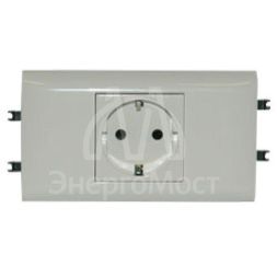 Механизм розетки 1-м СП Mosaic New 2мод. для кабель-канала DLP с заземл. бел. Leg 077431