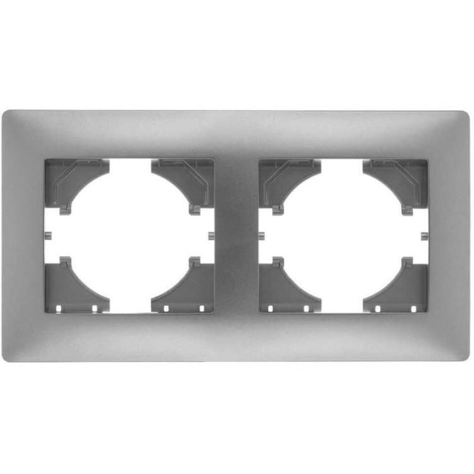 Рамка 2-м Bravo серебр. GUSI С1020-004