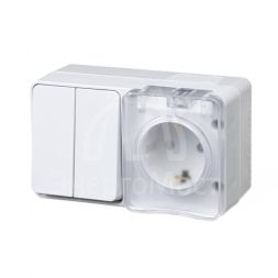 Блок ОП AtlasDesign Profi54 розетка 16А 250В с заземл. с защ. шторками + 2-кл. выключатель 10А бел. SchE ATN540174