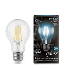 Лампа светодиодная Black Filament А60 E27 6Вт 4100К Gauss 102802206