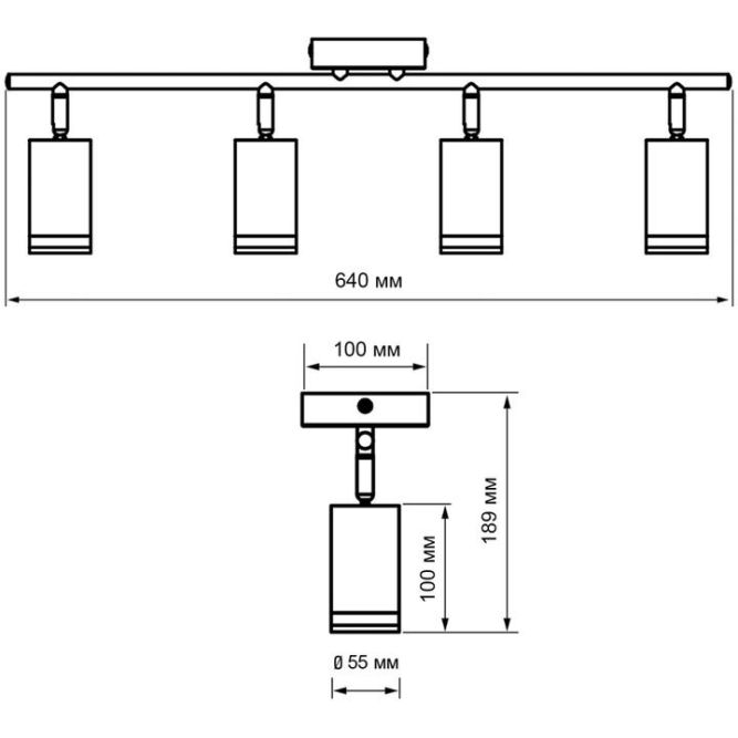 Светильник PCL-0404 4xGU10 IP20 230В BL настен./потолочн. декор. под лампу JazzWay 5066687