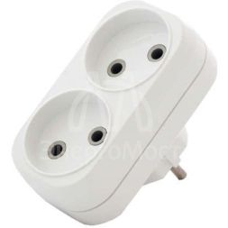 Разветвитель 2 гнезда без заземл. плоский 6А UNIVersal А202