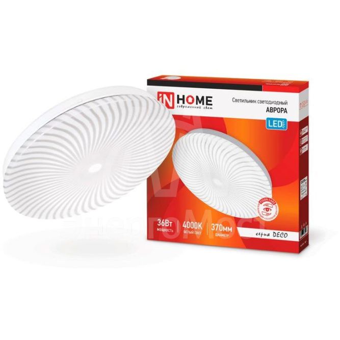 Светильник светодиодный DECO АВРОРА 36Вт 230В 4000К 2340лм 370х50мм IN HOME 4690612037400