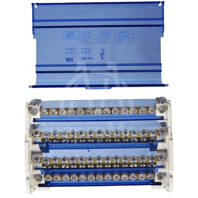 Шина на DIN-рейку в корпусе (кросс-модуль) ШНК 4х15 3L+PEN IEK YND10-4-15-125