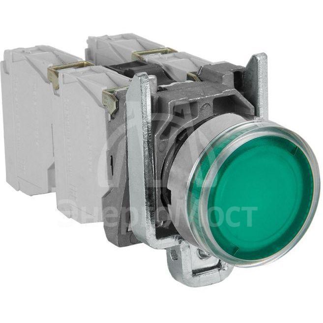 Кнопка КМЕ4540мЛС-24В-зеленый-4но+0нз-цилиндр-индикатор-IP54 КЭАЗ 289920