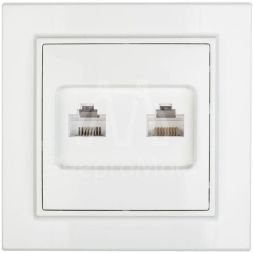 Розетка компьютерная + телефонная 2-м СП Минск RJ45 + Phone бел. Basic EKF ERK00-135-10