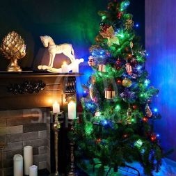 Гирлянда &amp;quot;ТВИНКЛ ЛАЙТ&amp;quot; (с контроллером) встроен. 120LED 15м 10Вт 220В мульти. провод темн.-зел. ПВХ NEON-NIGHT 303-059