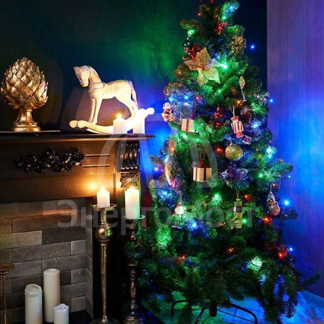 Гирлянда &amp;quot;ТВИНКЛ ЛАЙТ&amp;quot; (с контроллером) встроен. 120LED 15м 10Вт 220В мульти. провод темн.-зел. ПВХ NEON-NIGHT 303-059