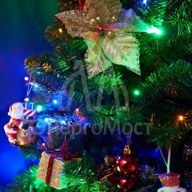 Гирлянда &amp;quot;ТВИНКЛ ЛАЙТ&amp;quot; (с контроллером) встроен. 120LED 15м 10Вт 220В мульти. провод темн.-зел. ПВХ NEON-NIGHT 303-059