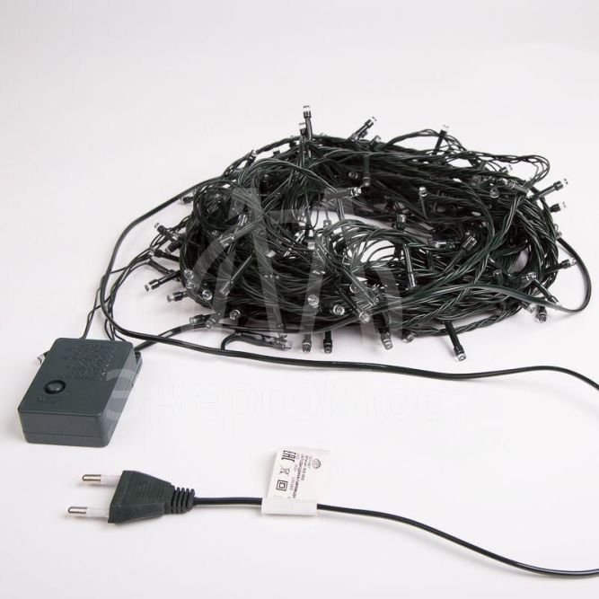 Гирлянда &amp;quot;ТВИНКЛ ЛАЙТ&amp;quot; (с контроллером) встроен. 120LED 15м 10Вт 220В мульти. провод темн.-зел. ПВХ NEON-NIGHT 303-059