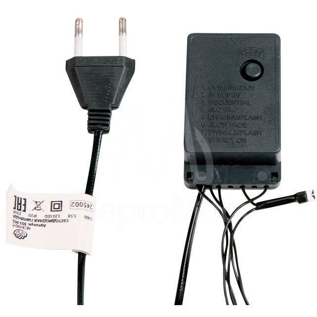 Гирлянда &amp;quot;ТВИНКЛ ЛАЙТ&amp;quot; (с контроллером) встроен. 120LED 15м 10Вт 220В мульти. провод темн.-зел. ПВХ NEON-NIGHT 303-059