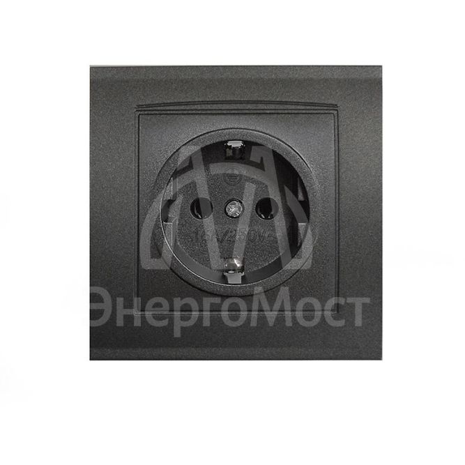 Розетка 1-м СП Бриллиант 16А IP20 с заземл. в сборе графит Universal 7947625-Gr