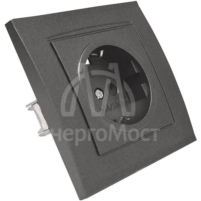 Розетка 1-м СП Бриллиант 16А IP20 с заземл. в сборе графит Universal 7947625-Gr