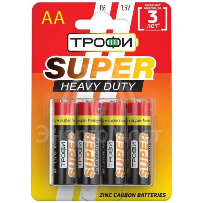 Элемент питания солевой AA/R6-4BL (блист.4шт) Трофи C0033716