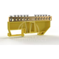 Шина PE &amp;quot;земля&amp;quot; на DIN-изоляторе 6х9мм 12 отвер. латунь TOKOV ELECTRIC TKE-BCB-69-12-DIN/PE