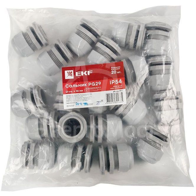Сальник PG29 IP54 d отв. 36мм/d провод. 18-25мм PROxima EKF plc-pg-29-r