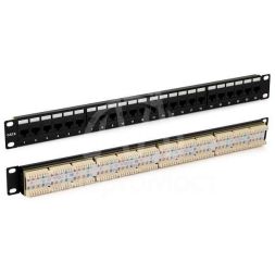Патч-панель 19дюйм 1U RJ45 кат.6 24 порта Dual IDC ROHS PP3-19-24-8P8C-C6-110D черн. Hyperline 246107