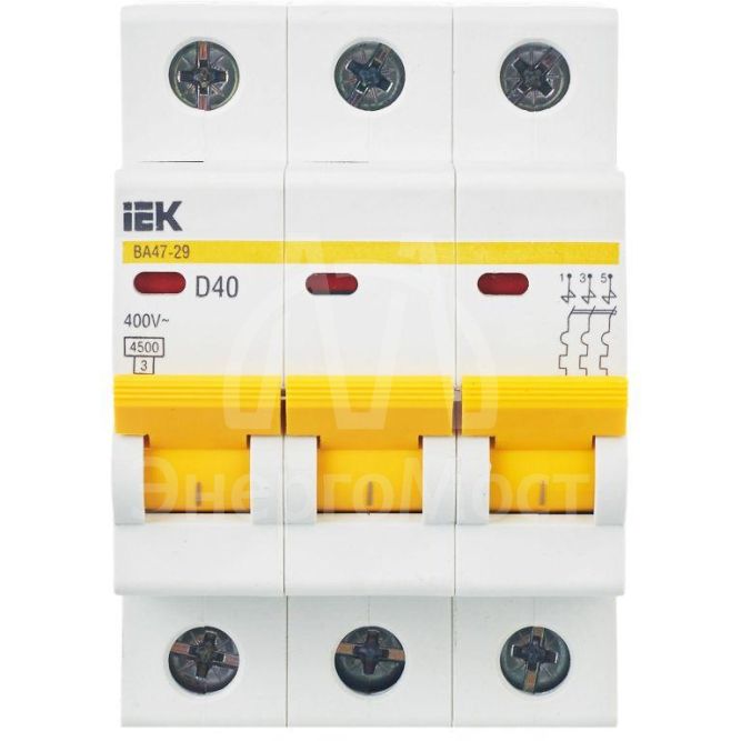 Выключатель автоматический модульный 3п D 40А 4.5кА ВА47-29 IEK MVA20-3-040-D