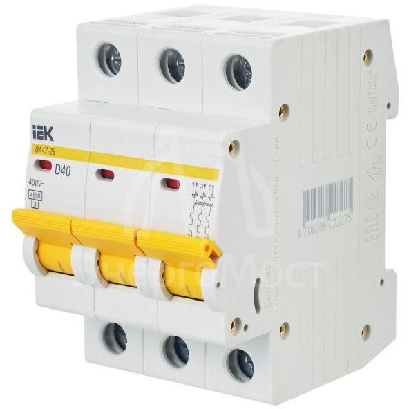 Выключатель автоматический модульный 3п D 40А 4.5кА ВА47-29 IEK MVA20-3-040-D