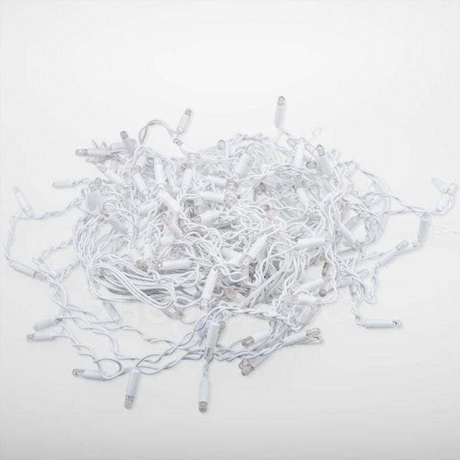 Гирлянда светодиодная &amp;quot;Айсикл&amp;quot; (бахрома) 4.8х0.6м 176LED тепл. бел. 11Вт 220В IP65 эффект мерцания провод бел. ПВХ Neon-Night 255-166