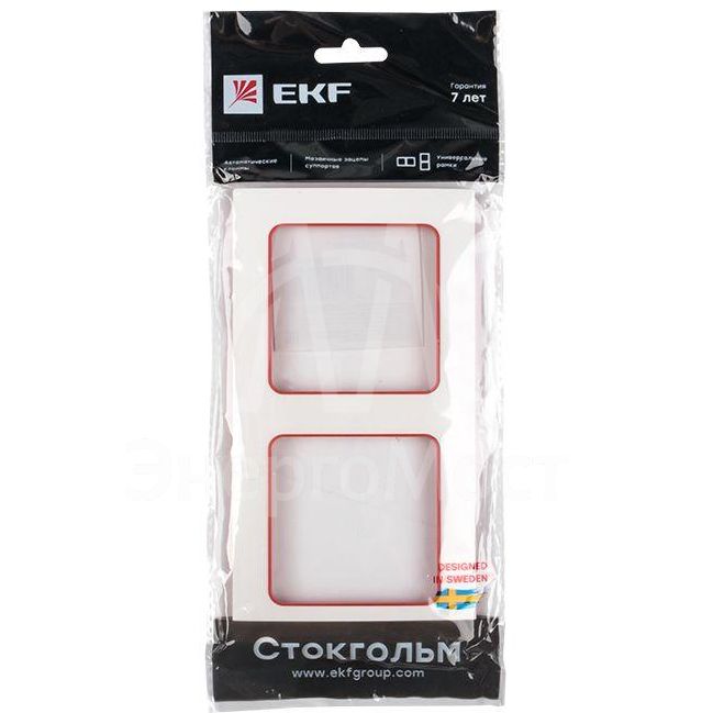 Рамка 2-м Стокгольм бел. с линией цвета красн. PROxima EKF EXM-G-305-20