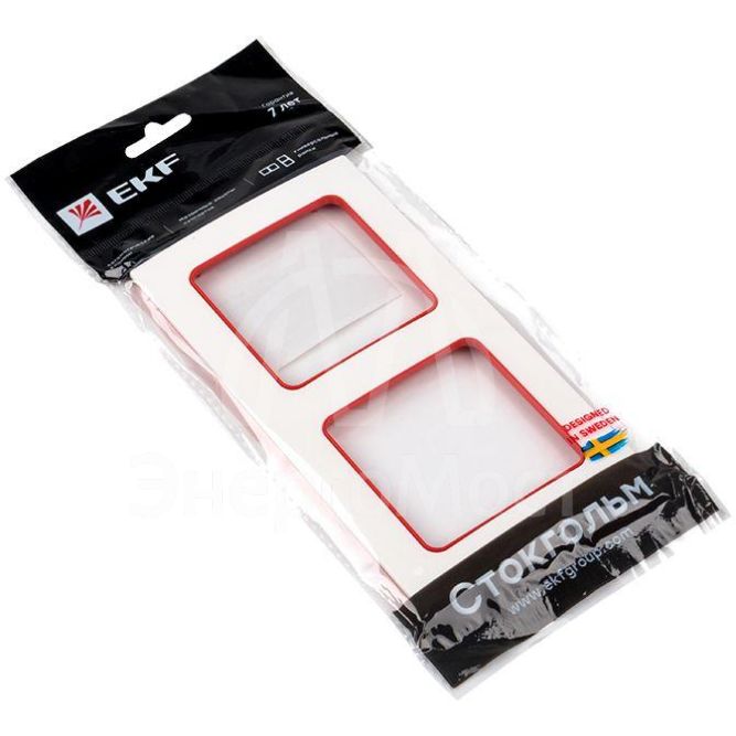 Рамка 2-м Стокгольм бел. с линией цвета красн. PROxima EKF EXM-G-305-20