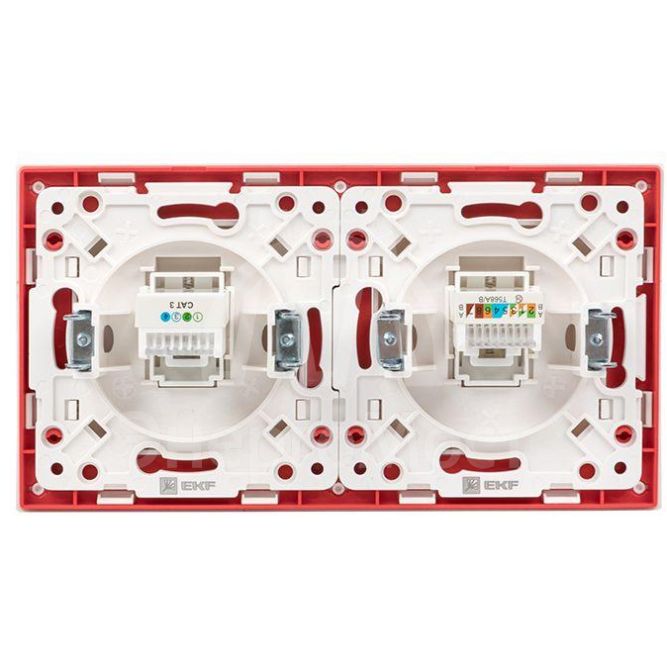 Рамка 2-м Стокгольм бел. с линией цвета красн. PROxima EKF EXM-G-305-20