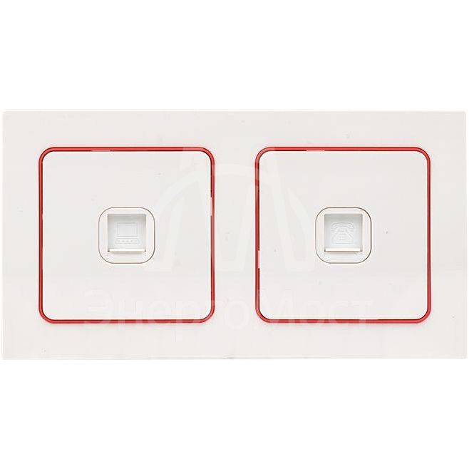 Рамка 2-м Стокгольм бел. с линией цвета красн. PROxima EKF EXM-G-305-20