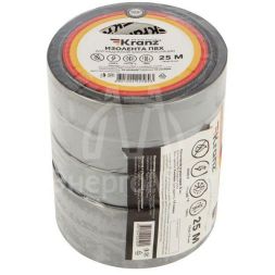Изолента ПВХ 0.13х19мм 25м сер. (уп.5шт) Kranz KR-09-2208