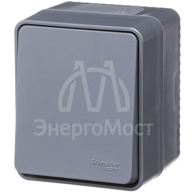 Выключатель 1-кл. AtlasDesign Profi54 IP54О/У кнопочный 10АХ антрацит SE ATN544015