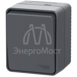 Выключатель 1-кл. AtlasDesign Profi54 IP54О/У кнопочный 10АХ антрацит SE ATN544015