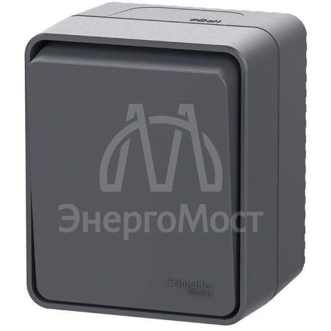 Выключатель 1-кл. AtlasDesign Profi54 IP54О/У кнопочный 10АХ антрацит SE ATN544015